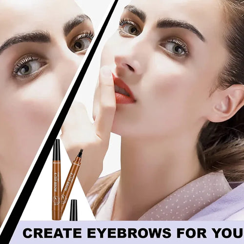 4-Fork Tip Waterproof Eyebrow Pen – Long Lasting Microblading Brow Pencil