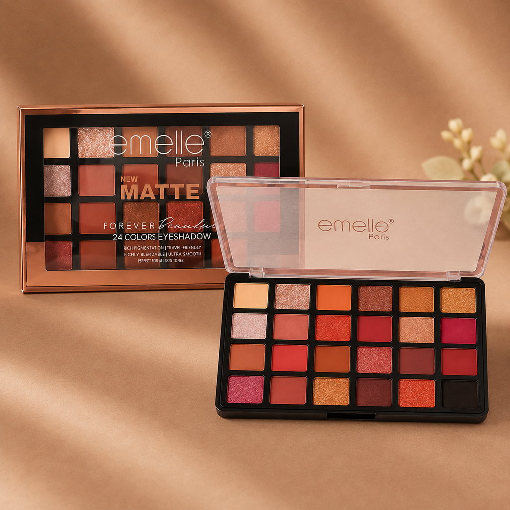 Emelie Paris Matte Maker 24 Colors Eyeshadow Palette – Highly Pigmented & Long Lasting