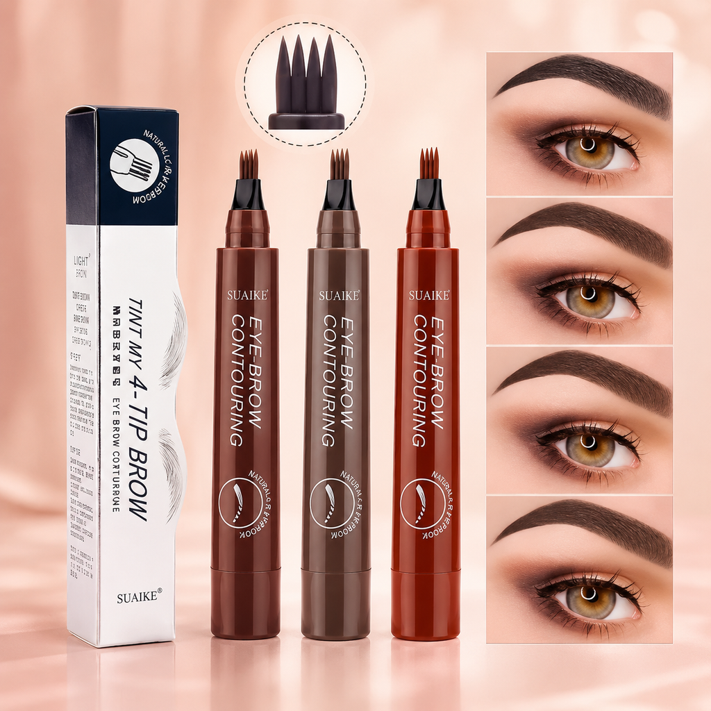 4-Fork Tip Waterproof Eyebrow Pen – Long Lasting Microblading Brow Pencil