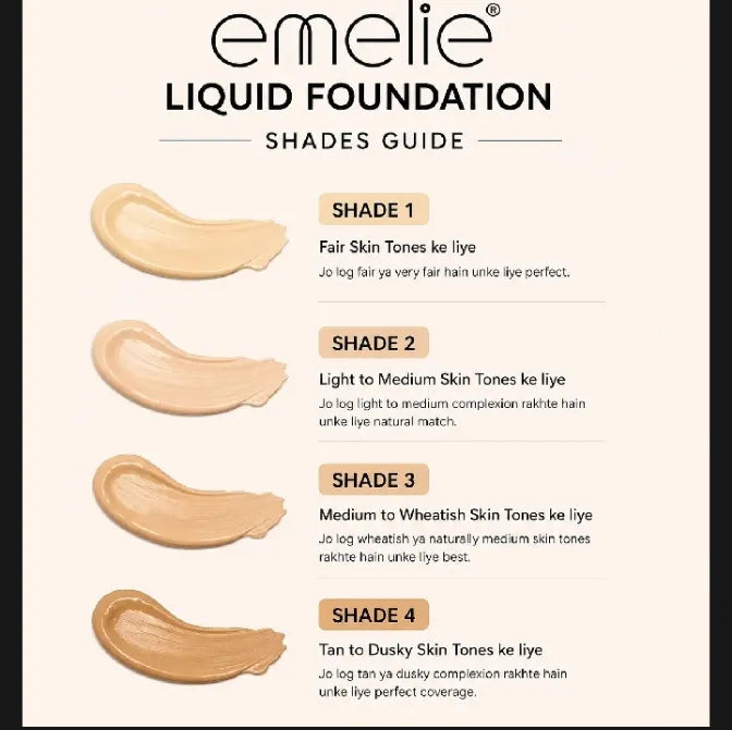 Emelie Liquid Foundation 24H – Waterproof Full Coverage Matte Foundation SPF 15