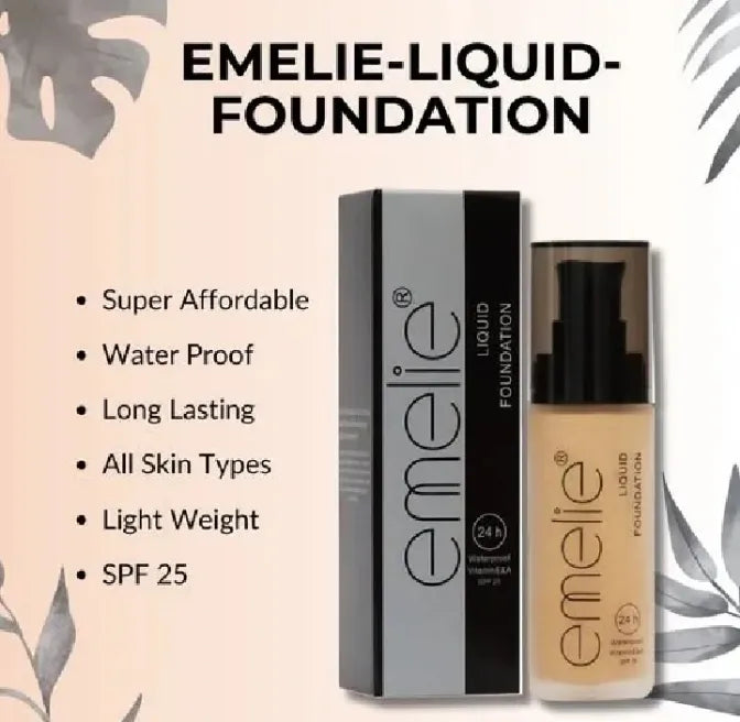 Emelie Liquid Foundation 24H – Waterproof Full Coverage Matte Foundation SPF 15