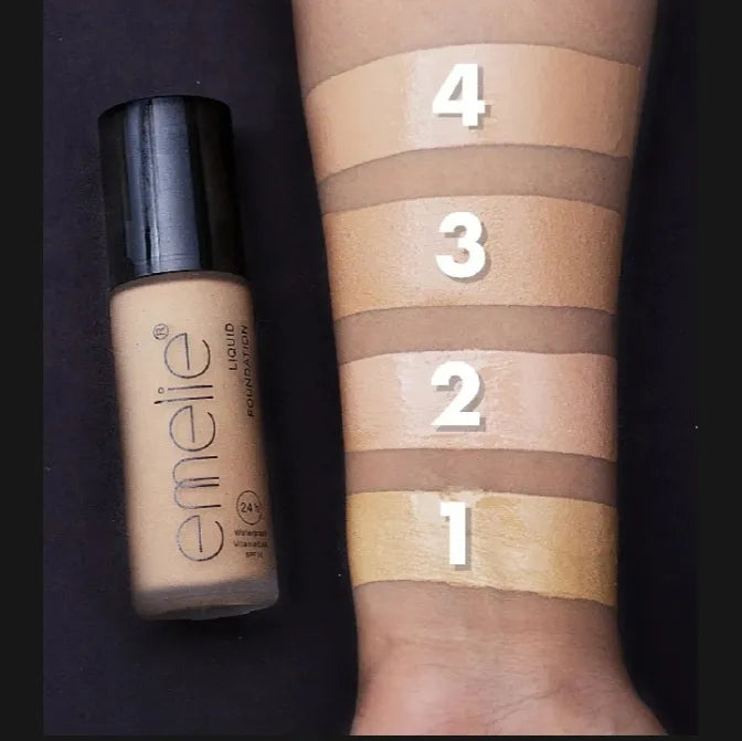Emelie Liquid Foundation 24H – Waterproof Full Coverage Matte Foundation SPF 15