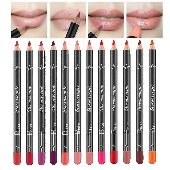 6/12 Pcs Matte Lip Liner Pencil Set Waterproof Multicolor Lip Pencils